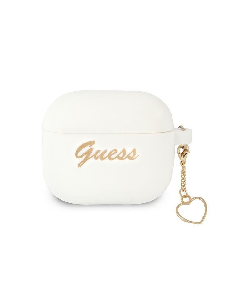Guess GUA3LSCHSH AirPods 3 cover white/white Silicone Charm Heart Collection