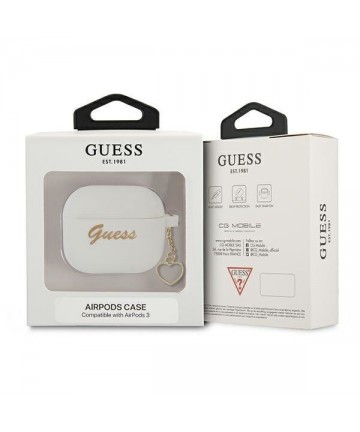 Guess GUA3LSCHSH AirPods 3 cover white/white Silicone Charm Heart Collection