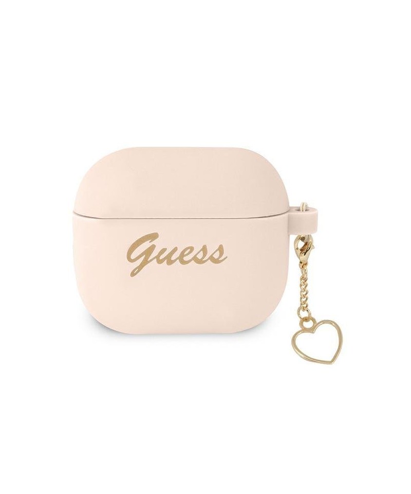 Guess GUA3LSCHSP AirPods 3 cover pink/pink Silicone Charm Heart Collection