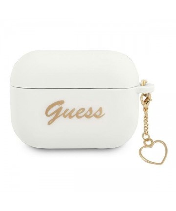 Guess GUAPLSCHSH AirPods Pro cover white/white Silicone Charm Heart Collection