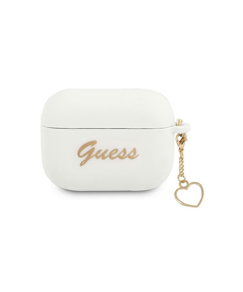 Guess GUAPLSCHSH AirPods Pro cover white/white Silicone Charm Heart Collection