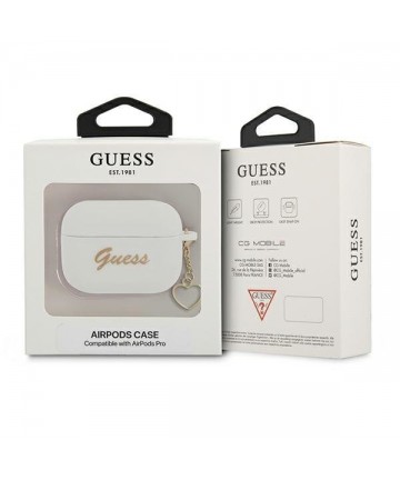 Guess GUAPLSCHSH AirPods Pro cover white/white Silicone Charm Heart Collection