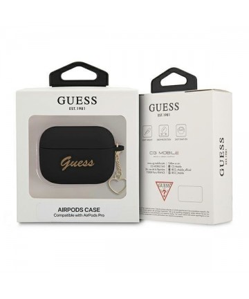 Guess GUAPLSCHSK AirPods Pro cover black/black Silicone Charm Heart Collection
