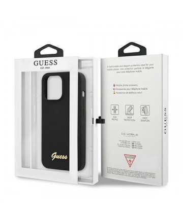 Guess GUHMP13LLSLMGBK iPhone 13 Pro / 13 6.1" black/black hardcase Silicone Script Gold Logo MagSafe