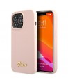 Guess GUHMP13LLSLMGLP iPhone 13 Pro / 13 6.1" light pink/light pink hardcase Silicone Script Gold Logo Magsafe