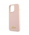 Guess GUHMP13LLSLMGLP iPhone 13 Pro / 13 6.1" light pink/light pink hardcase Silicone Script Gold Logo Magsafe