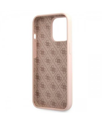 Guess GUHMP13LLSLMGLP iPhone 13 Pro / 13 6.1" light pink/light pink hardcase Silicone Script Gold Logo Magsafe