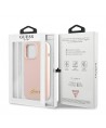 Guess GUHMP13LLSLMGLP iPhone 13 Pro / 13 6.1" light pink/light pink hardcase Silicone Script Gold Logo Magsafe