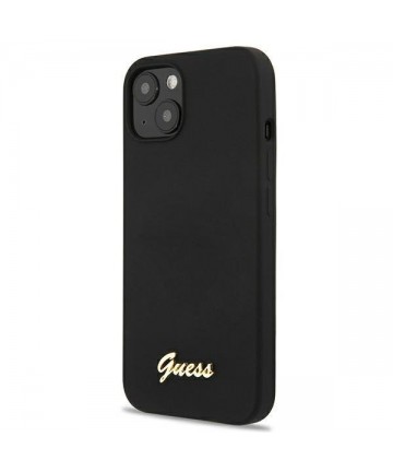 Guess GUHMP13MLSLMGBK iPhone 13 6.1" black/black hardcase Silicone Script Gold Logo Magsafe