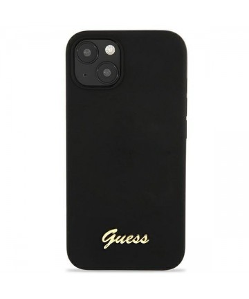 Guess GUHMP13MLSLMGBK iPhone 13 6.1" black/black hardcase Silicone Script Gold Logo Magsafe