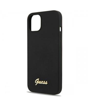 Guess GUHMP13MLSLMGBK iPhone 13 6.1" black/black hardcase Silicone Script Gold Logo Magsafe
