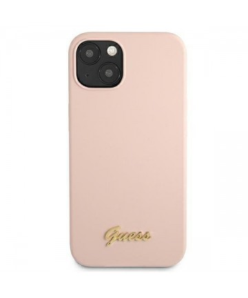 Guess GUHMP13MLSLMGLP iPhone 13 6.1" light pink/light pink hardcase Silicone Script Gold Logo Magsafe