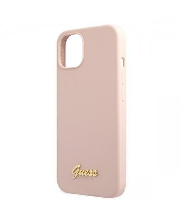 Guess GUHMP13MLSLMGLP iPhone 13 6.1" light pink/light pink hardcase Silicone Script Gold Logo Magsafe