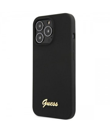 Guess GUHMP13XLSLMGBK iPhone 13 Pro Max 6.7" black/black hardcase Silicone Script Gold Logo MagSafe