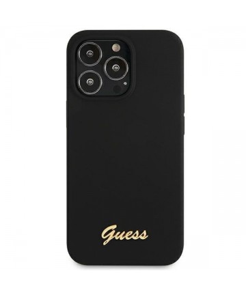 Guess GUHMP13XLSLMGBK iPhone 13 Pro Max 6.7" black/black hardcase Silicone Script Gold Logo MagSafe