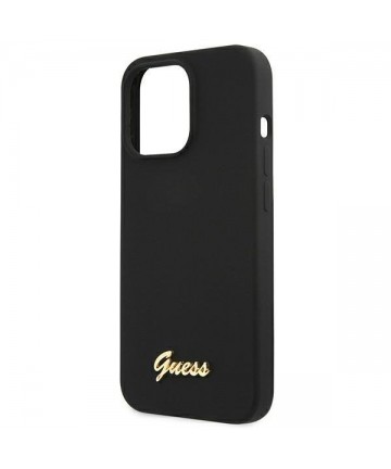 Guess GUHMP13XLSLMGBK iPhone 13 Pro Max 6.7" black/black hardcase Silicone Script Gold Logo MagSafe