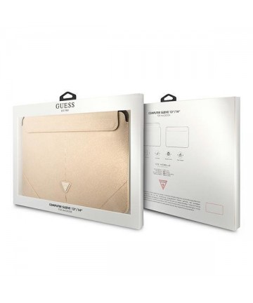Guess Saffiano Triangle Logo case for a 14" laptop - beige