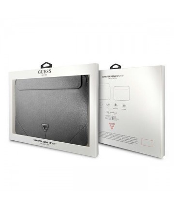 Guess Saffiano Triangle Logo case for a 14" laptop - silver