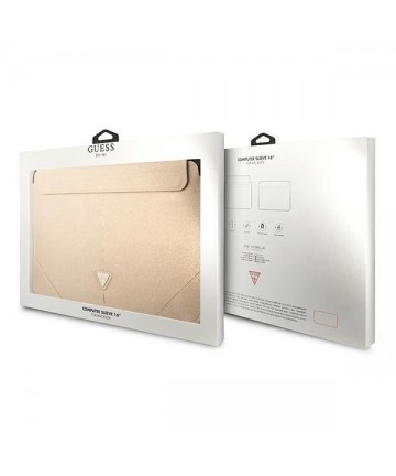 Guess Saffiano Triangle Logo case for a 16" laptop - beige