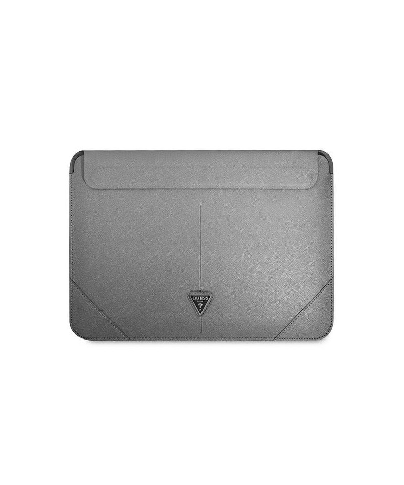 Guess Saffiano Triangle Logo case for a 16" laptop - silver