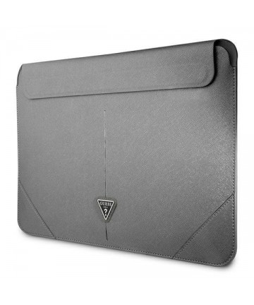 Guess Saffiano Triangle Logo case for a 16" laptop - silver