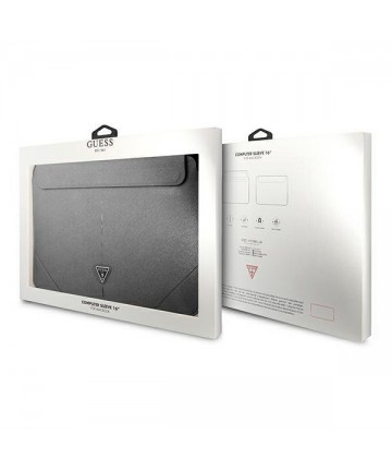 Guess Saffiano Triangle Logo case for a 16" laptop - silver