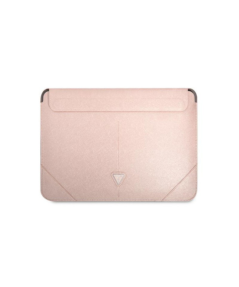 Guess Saffiano Triangle Logo case for a 16" laptop - pink