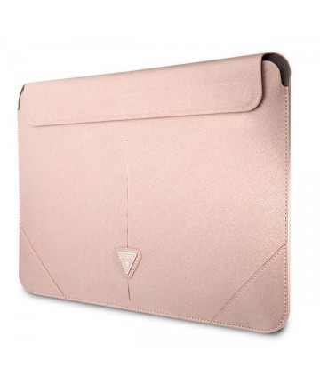 Guess Saffiano Triangle Logo case for a 16" laptop - pink