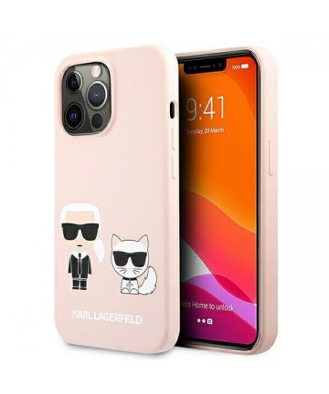 Karl Lagerfeld Silicone Ikonik Karl&Choupette MagSafe Case for iPhone 13 Pro / iPhone 13 - Light Pink