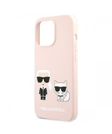 Karl Lagerfeld Silicone Ikonik Karl&Choupette MagSafe Case for iPhone 13 Pro / iPhone 13 - Light Pink