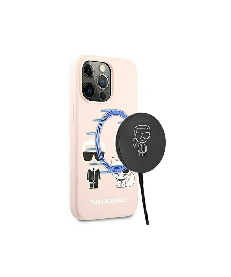 Karl Lagerfeld Silicone Ikonik Karl&Choupette MagSafe Case for iPhone 13 Pro Max - Light Pink