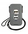 Karl Lagerfeld Saffiano Ikonik Karl&Choupette Head 6.7'' Handbag - Gray