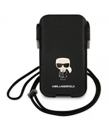 Karl Lagerfeld Saffiano Ikonik Karl 6.7'' handbag - black