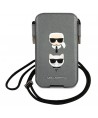 Karl Lagerfeld Saffiano Ikonik Karl&Choupette Head 6.1'' Handbag - Gray