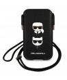 Karl Lagerfeld Saffiano Ikonik Karl&Choupette Head 6.1'' Handbag - Black