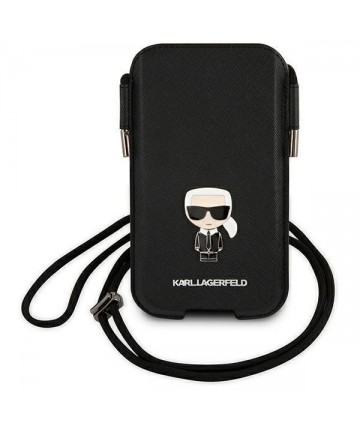 Karl Lagerfeld Saffiano Ikonik Karl 6.1'' handbag - black