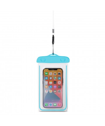 PVC waterproof phone case with lanyard - blue