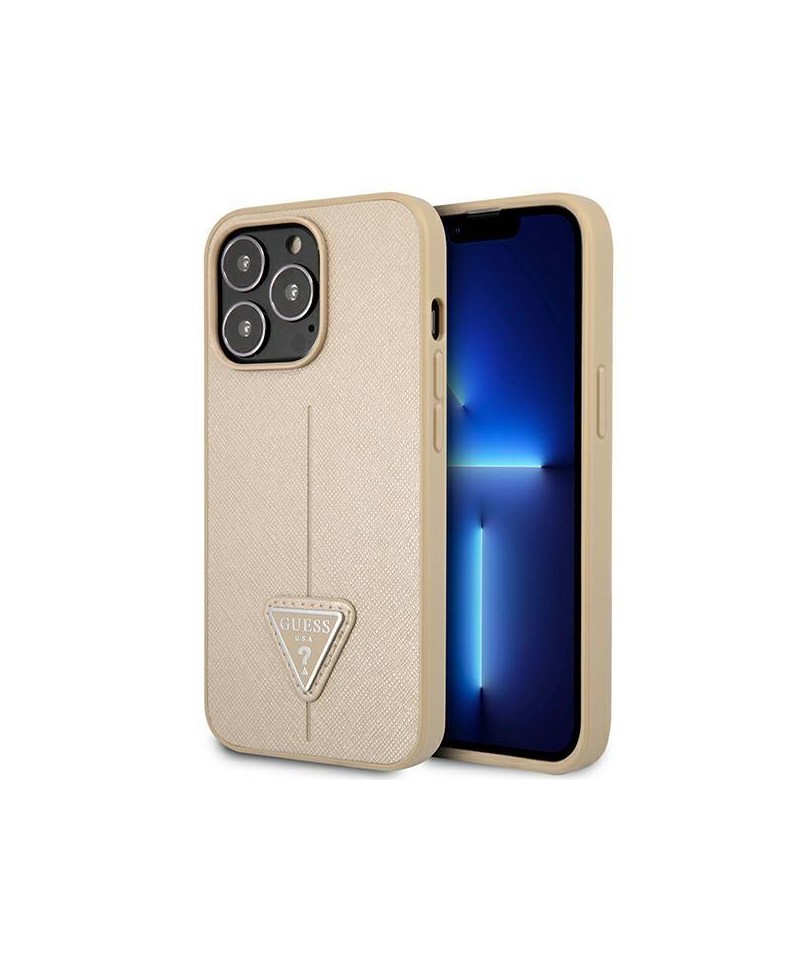 Guess GUHCP13LPSATLE iPhone 13 Pro / 13 6.1" beige/beige hardcase SaffianoTriangle Logo