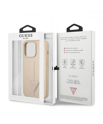 Guess GUHCP13LPSATLE iPhone 13 Pro / 13 6.1" beige/beige hardcase SaffianoTriangle Logo