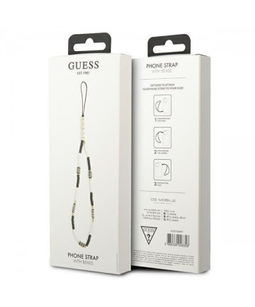 Guess pendant GUSTBCKH Phone Strap black-white/black-white Heishi Beads