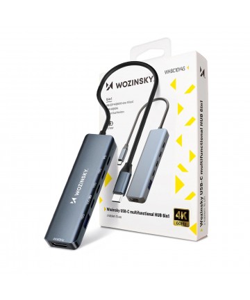 USB-C 6 in 1 Hub Wozinsky WHBC10Y4S Multifunctional, Aluminum, with 25 cm Cable - Gray