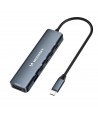 USB-C 6 in 1 Hub Wozinsky WHBC10Y4S Multifunctional, Aluminum, with 25 cm Cable - Gray