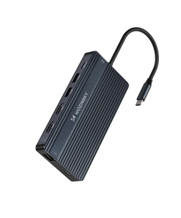 USB-C Hub 14 in 1 Wozinsky WDS03Y5S Multifunctional, Aluminum, for 3 Monitors, with 15 cm Cable - Gray