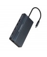 USB-C Hub 14 in 1 Wozinsky WDS03Y5S Multifunctional, Aluminum, for 3 Monitors, with 15 cm Cable - Gray