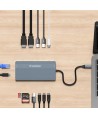 USB-C Hub 14 in 1 Wozinsky WDS03Y5S Multifunctional, Aluminum, for 3 Monitors, with 15 cm Cable - Gray