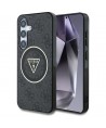 Guess 4G Glitter Triangle Buttons MagSafe Case for Samsung Galaxy S25 Plus Black