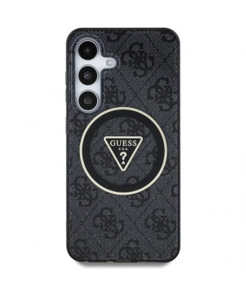 Guess 4G Glitter Triangle Buttons MagSafe Case for Samsung Galaxy S25 Plus Black