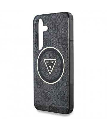 Guess 4G Glitter Triangle Buttons MagSafe Case for Samsung Galaxy S25 Plus Black