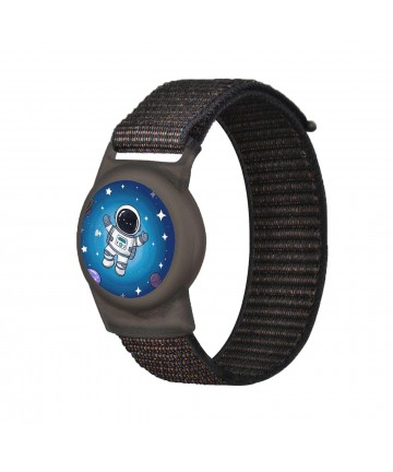 Apple AirTag Kids Nylon Wrist Strap Case - with Astronaut and Black Strap