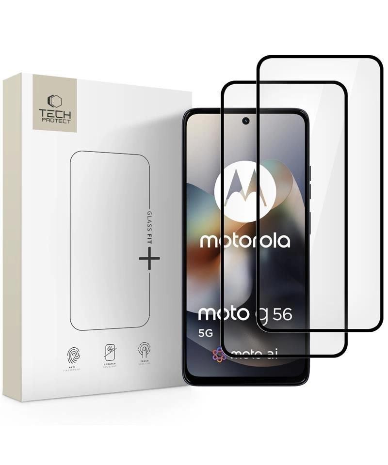 Tech-Protect Glass Fit+ 2-pack tempered glass for Motorola Moto G56 5G - black